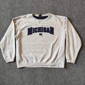 Starter Michigan Wolverines Sweatshirt Mens XL Gray Crewneck Tackle Twill Logo